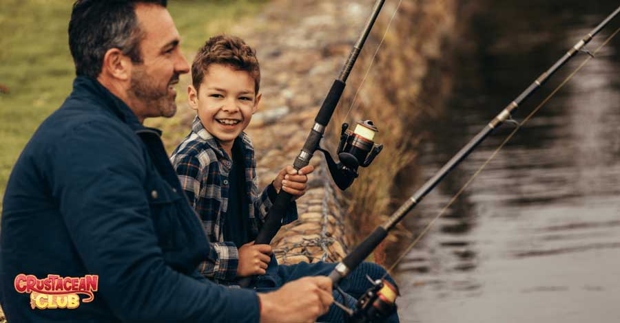 Father and son fishing together